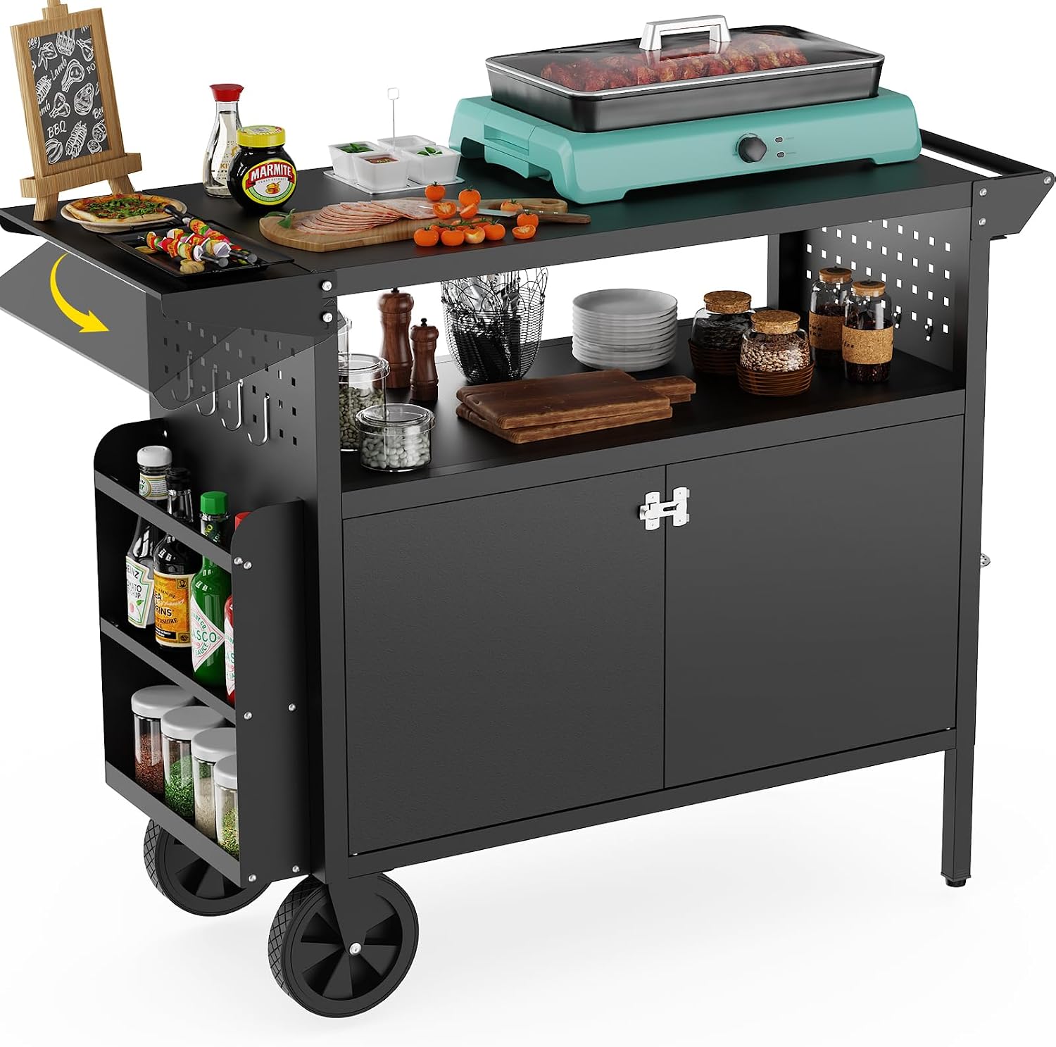 Outdoor Furniture With Storage - Açık Hava Izgara Arabası Masası, Depolama