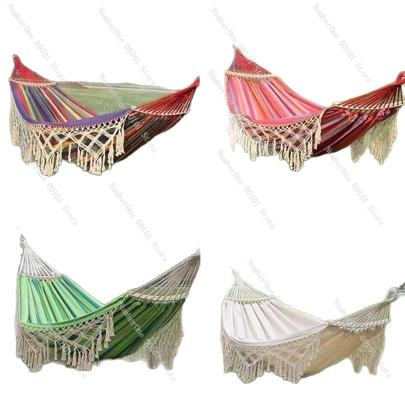Garden Swing Chair - Kanvas çift hamak püsküllü açık kamp