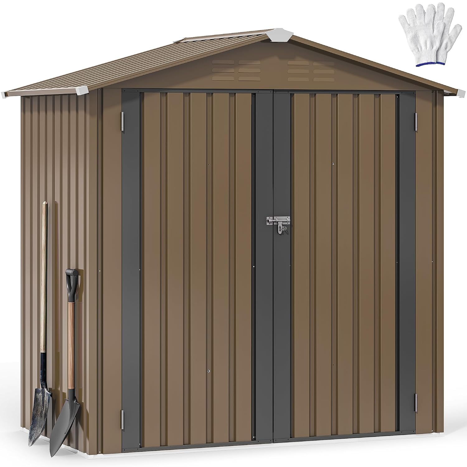 Outdoor Furniture Waterproof - 6x4ft Metal Dış Mekan Depolama Kulübesi,
