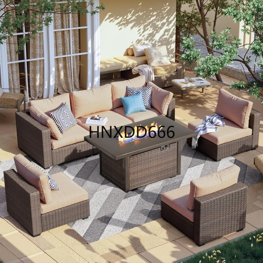Outdoor Furniture Set With Fire Pit - 7 Parçalı Bahçe Mobilya Seti, Ateş