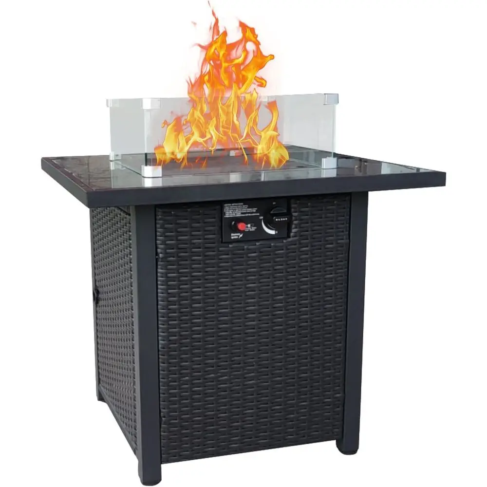 Outdoor Furniture Set With Fire Pit - Hasır Dış Mekan Veranda Mobilya Seti,
