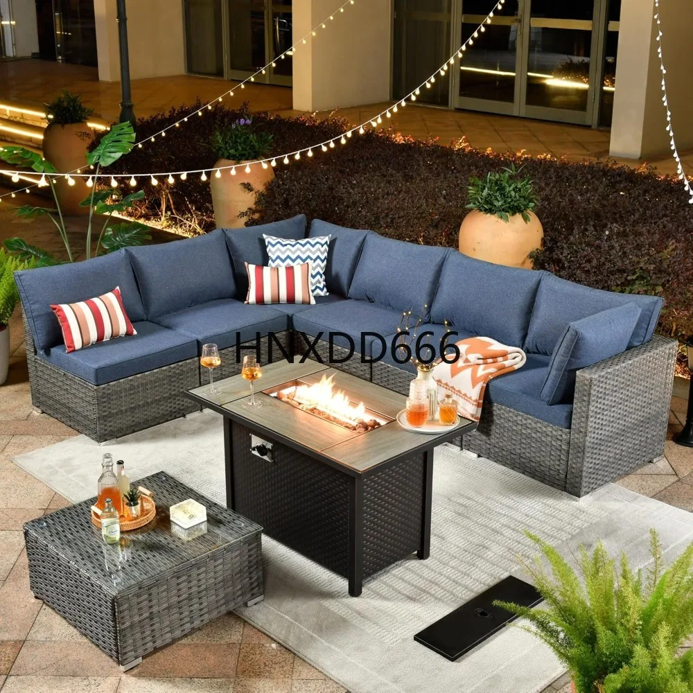 Outdoor Furniture Set With Fire Pit - Açık Alan 8 Parçalı Bahçe Mobilya