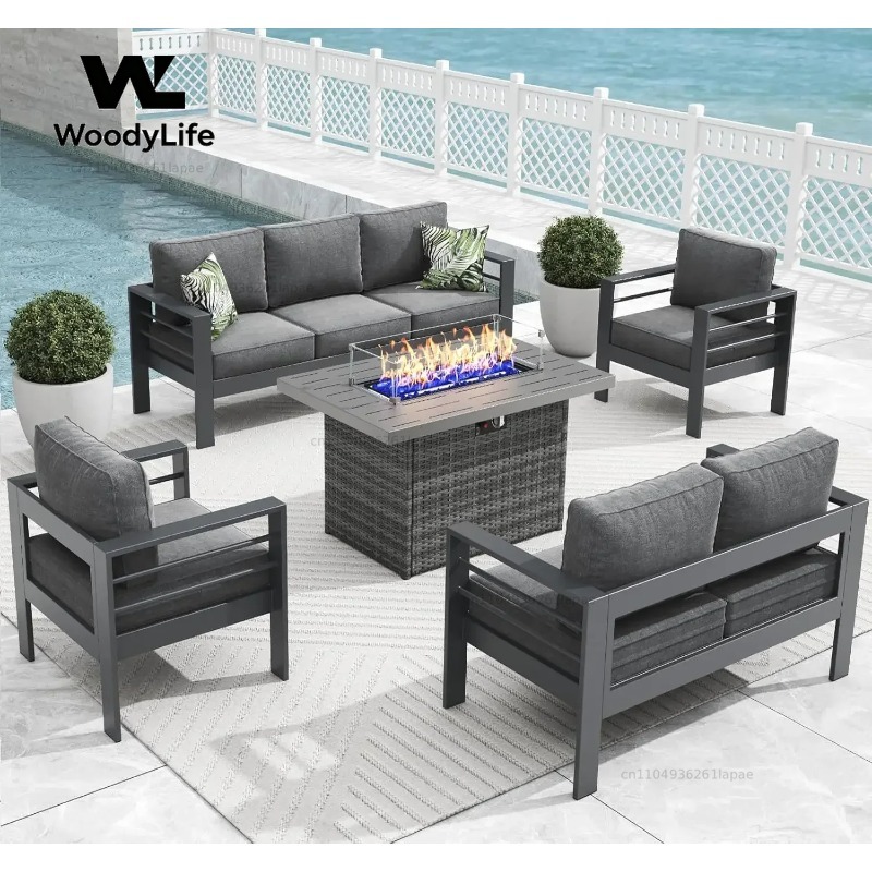 L5 Parçalı Modern Alüminyum Ba - Outdoor Furniture Set With Fire Pit incelemesi ve fiyatı