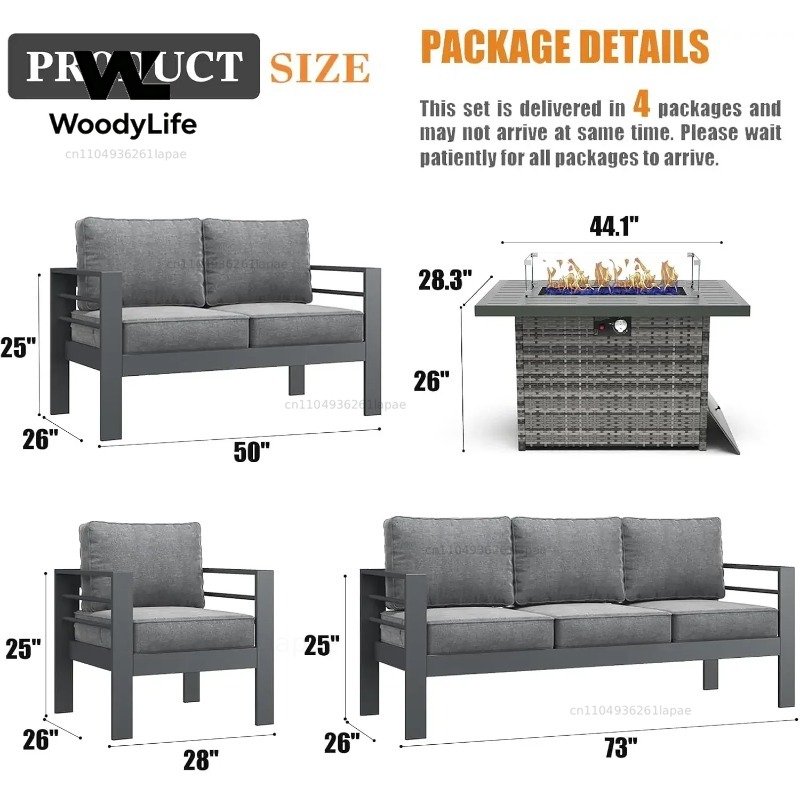 L5 Parçalı Modern Alüminyum Ba - Outdoor Furniture Set With Fire Pit incelemesi ve fiyatı
