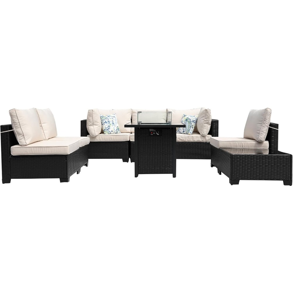 8 Parça Veranda Mobilyası Ratt - Outdoor Furniture Set With Fire Pit incelemesi ve fiyatı