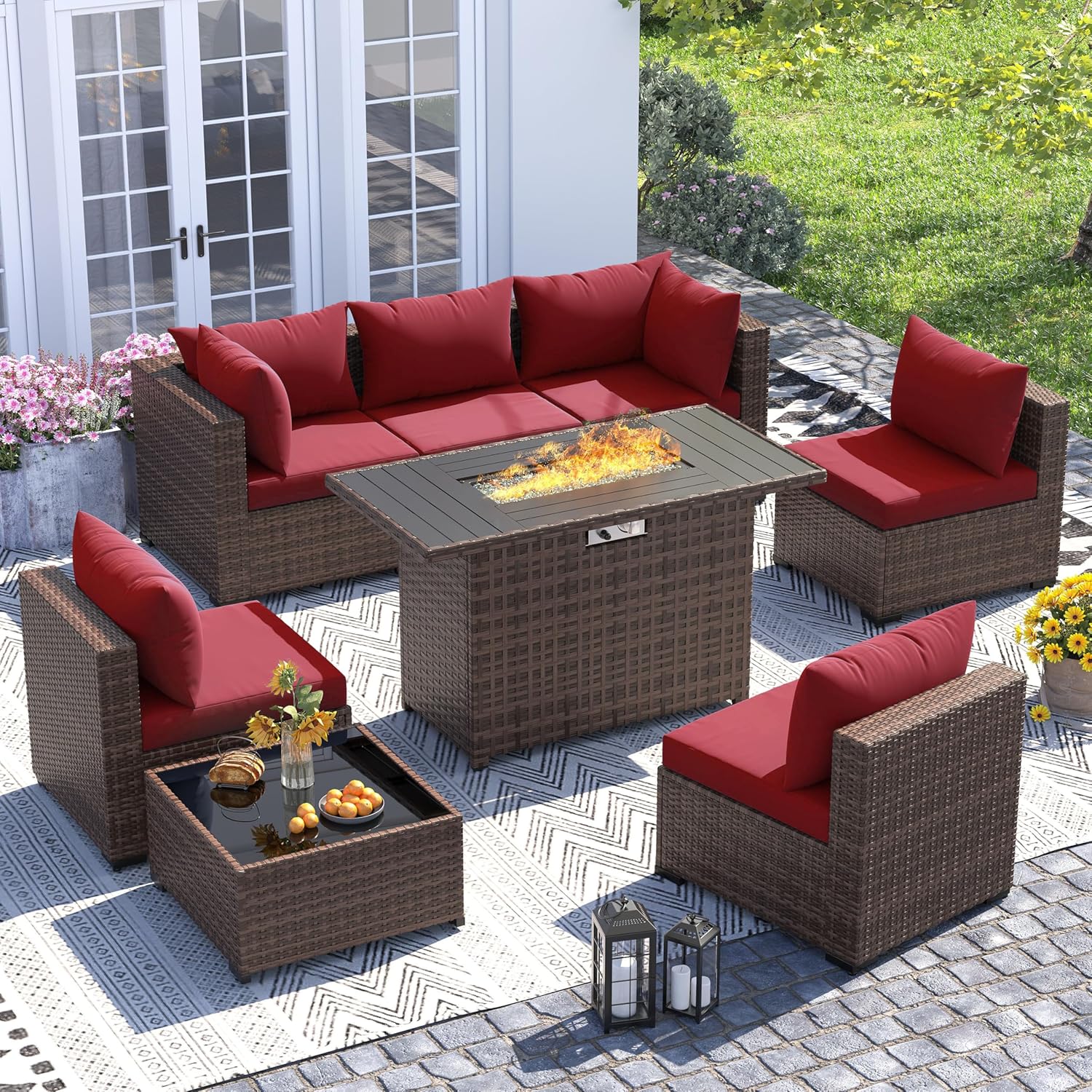 8 Parça Her Hava Koşuluna Uygu - Outdoor Furniture Set With Fire Pit incelemesi ve fiyatı
