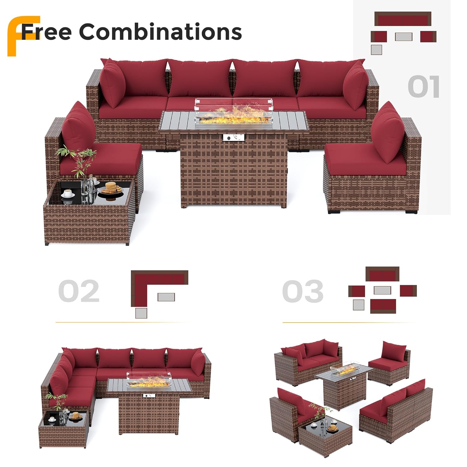 8 Parça Her Hava Koşuluna Uygu - Outdoor Furniture Set With Fire Pit incelemesi ve fiyatı