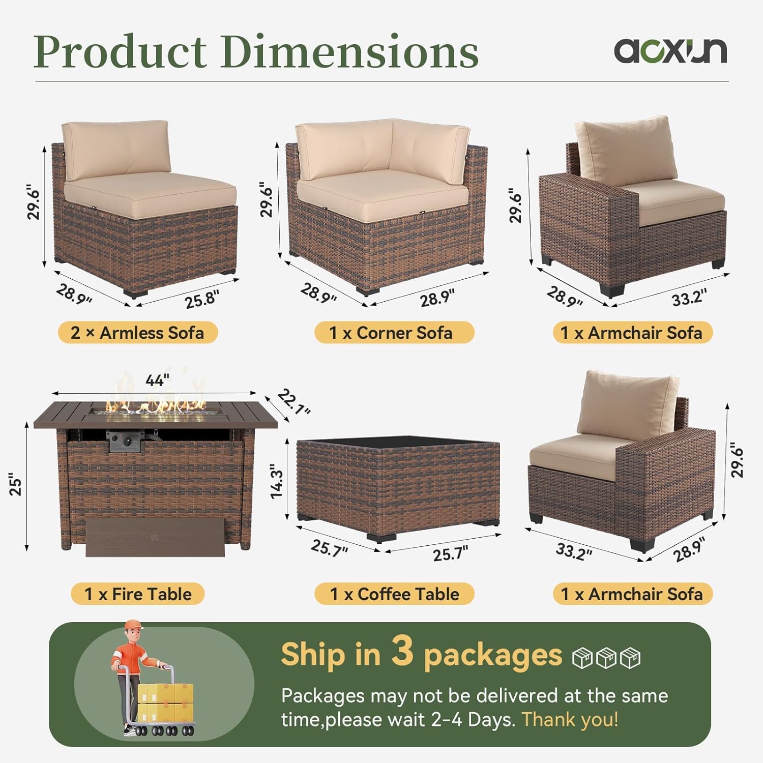 Geniş Kolçaklı ve 44 inç Ateş  - Outdoor Furniture Set With Fire Pit incelemesi ve fiyatı