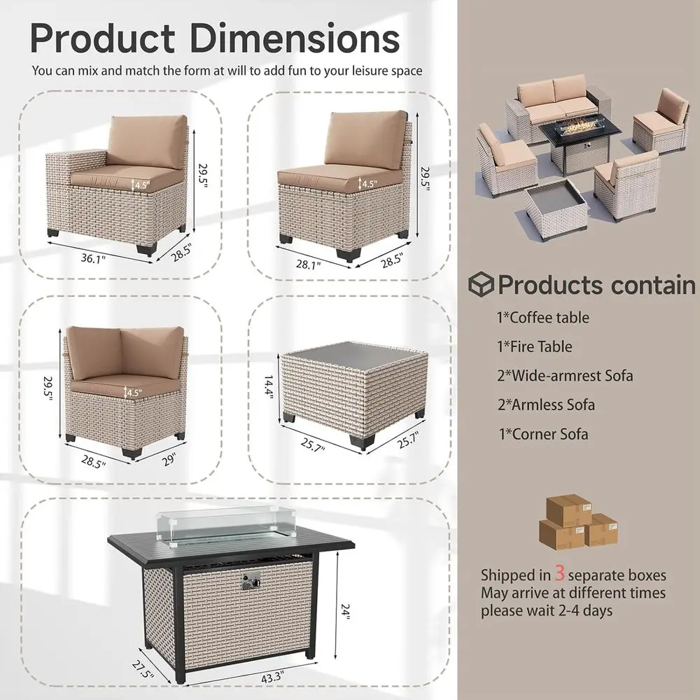 7 Parçalı Dış Mekan Veranda Mo - Outdoor Furniture Set With Fire Pit incelemesi ve fiyatı