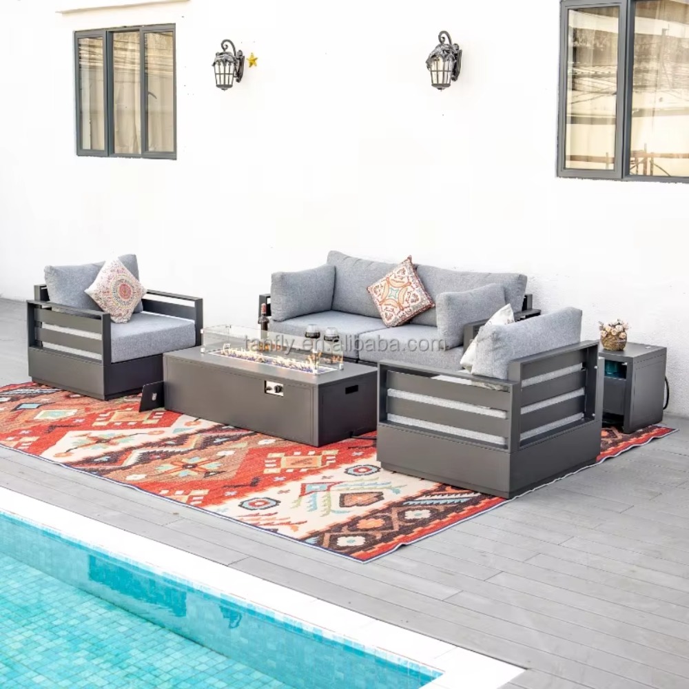 Villa Otel Dış Mekan Mobilya S - Outdoor Furniture Set With Fire Pit incelemesi ve fiyatı