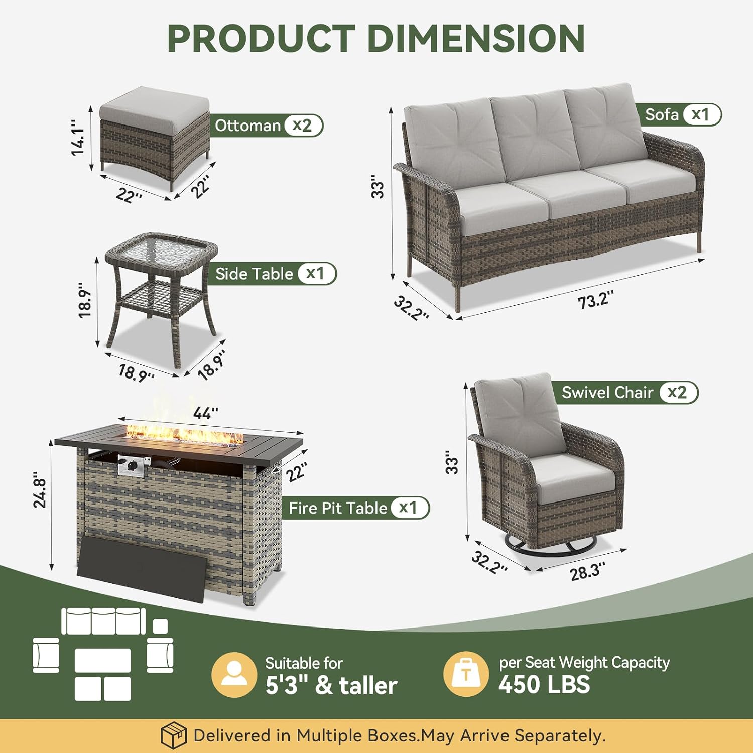 7 Parçalı Hasır Veranda Takımı - Outdoor Furniture Set With Fire Pit incelemesi ve fiyatı