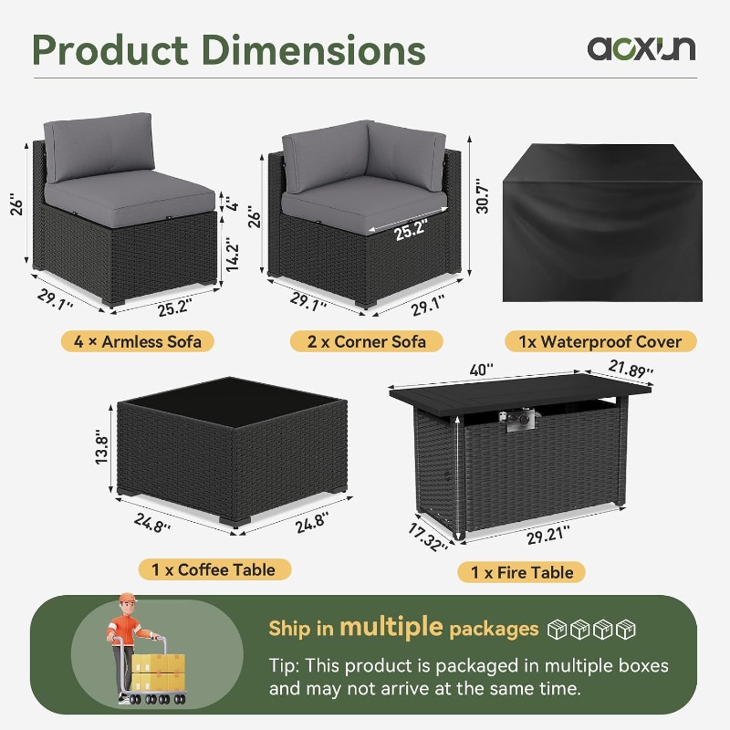 Aoxun 8 Parçalı Bahçe Mobilya  - Outdoor Furniture Set With Fire Pit incelemesi ve fiyatı
