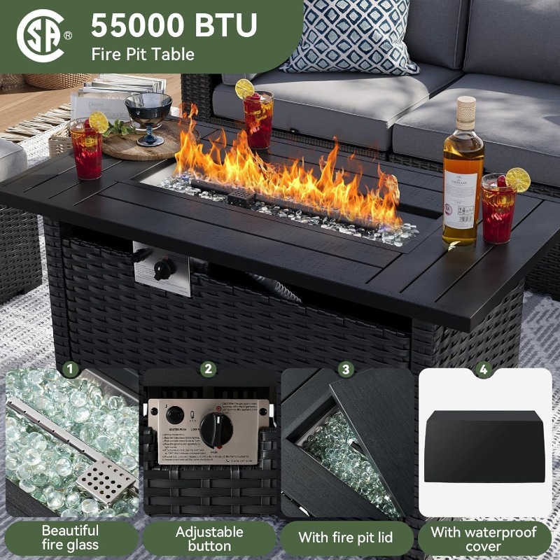 Aoxun 8 Parçalı Bahçe Mobilya  - Outdoor Furniture Set With Fire Pit incelemesi ve fiyatı