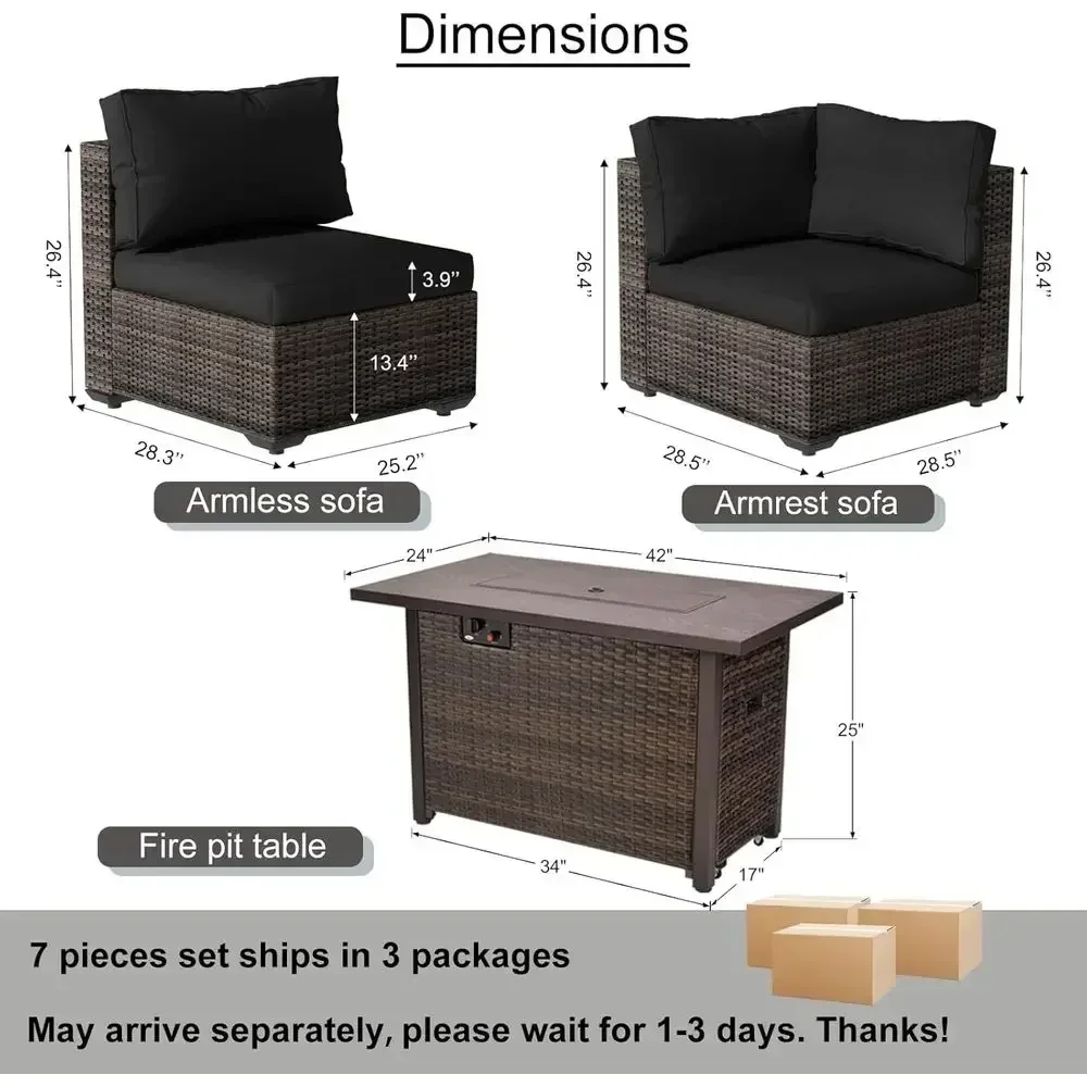 7 Parçalı Dış Mekan Veranda Mo - Outdoor Furniture Set With Fire Pit incelemesi ve fiyatı