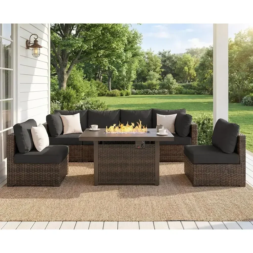 7 Parçalı Dış Mekan Veranda Mo - Outdoor Furniture Set With Fire Pit incelemesi ve fiyatı